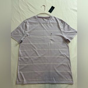 Tommy Hilfiger Men's Striped Crew Neck T-Shirt purple grey Short Sleeve Large